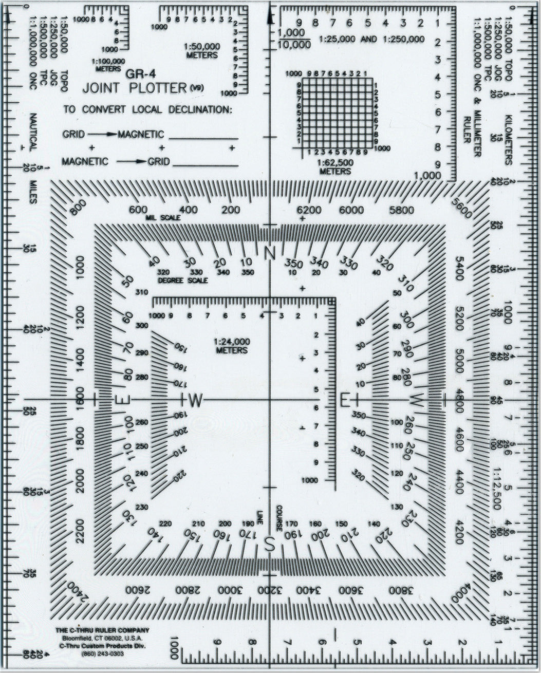 Westcott UTM Joint Plotter/Map Reader 5’’ by 6’’ Transparent (GR-4)