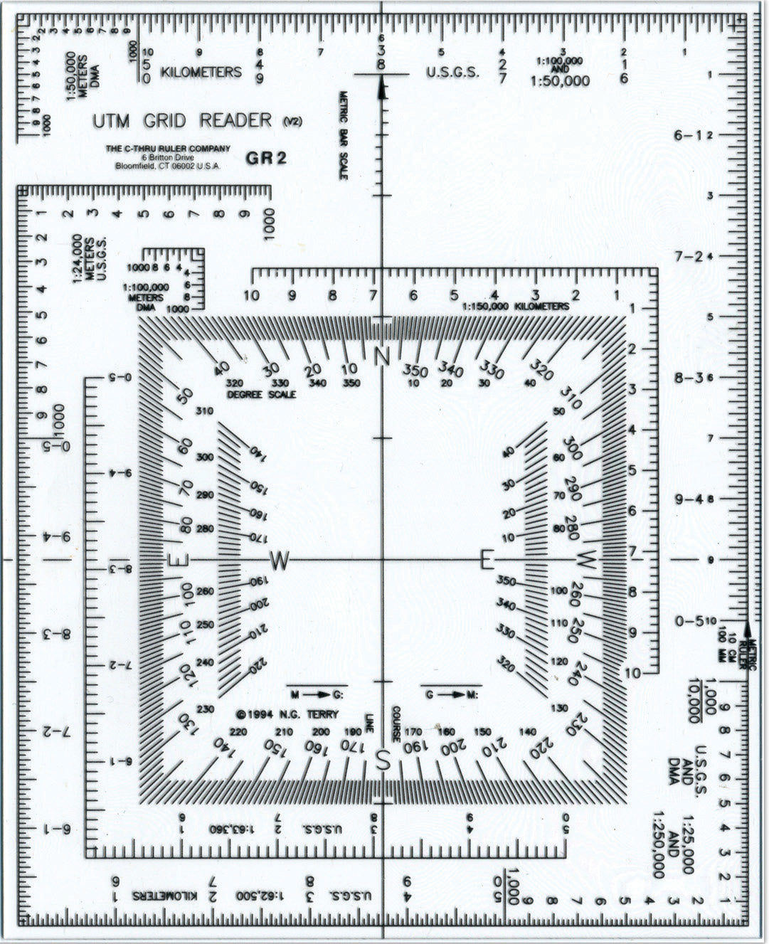 Westcott UTM Map Grid Reader/Plotter 5’’ by 6’’ Transparent (GR-2)