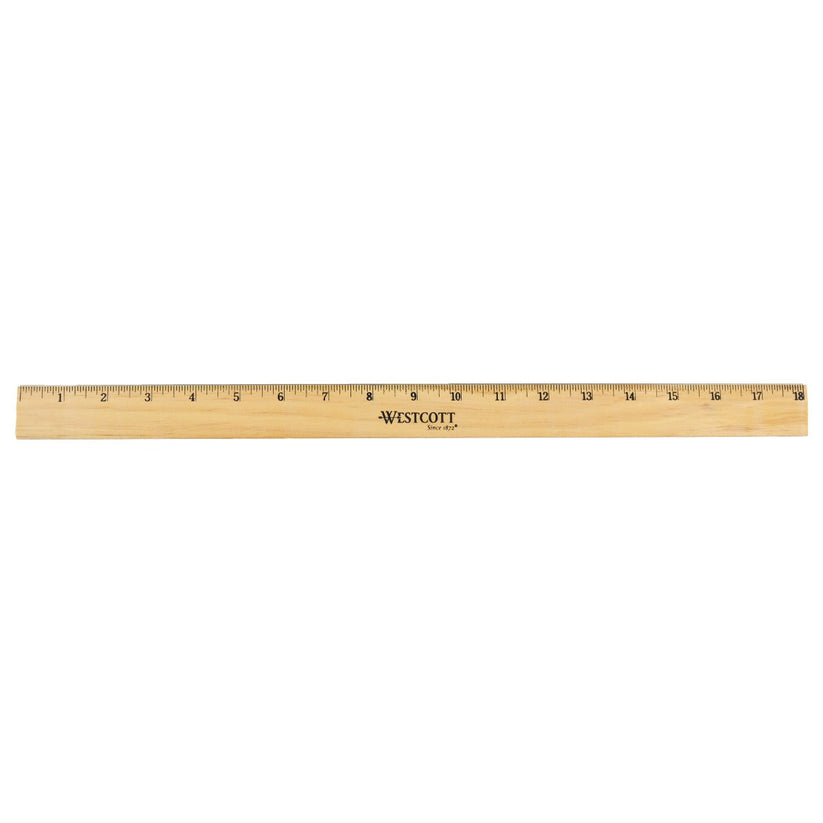 Wilson Ruler Westcott Wood Ruler with Single Metal Edge, 18