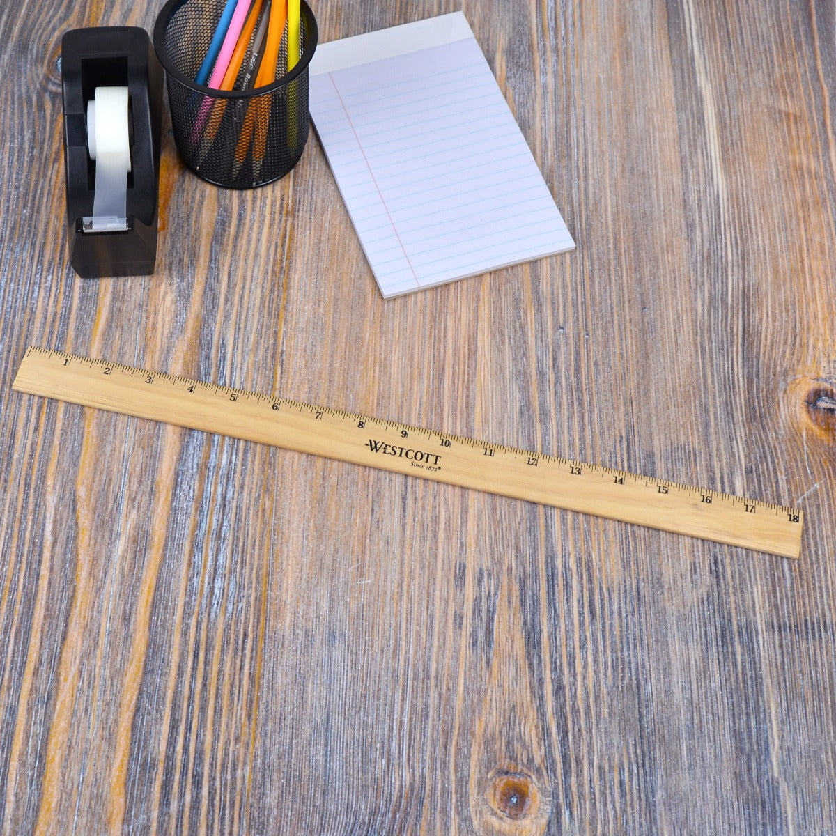 Westcott Wood Ruler with Single Metal Edge, 18