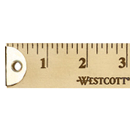 Westcott Wooden Yardstick with Hang Hole and Brass Ends Clear Lacquer Finish (10425)